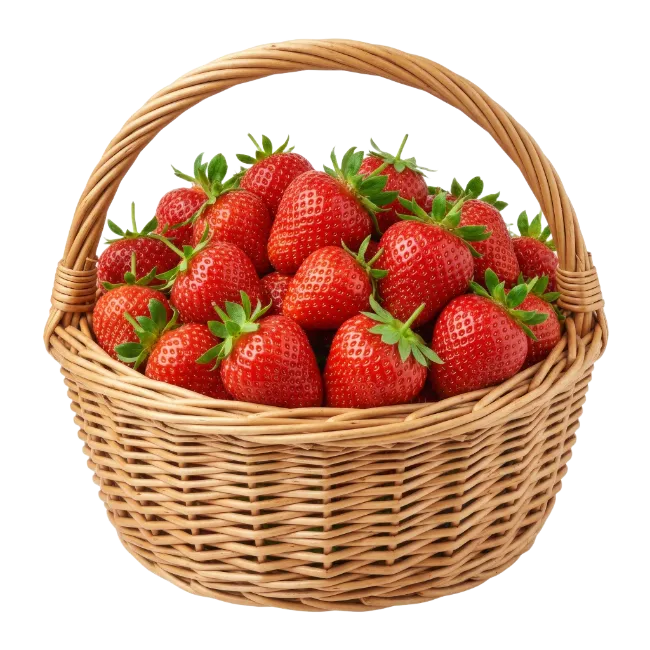 Fresh Strawberries in a Wicker Basket