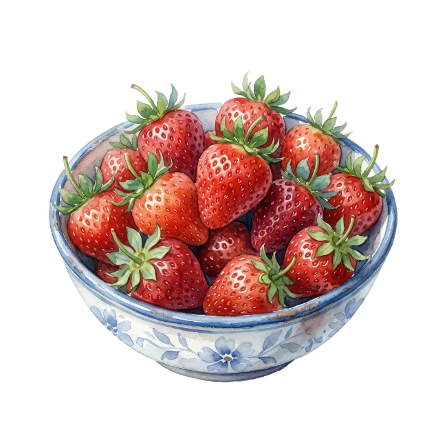 Fresh Strawberries in Ceramic Bowl