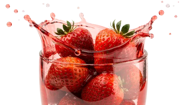 Fresh Strawberries in Red Juice Splash