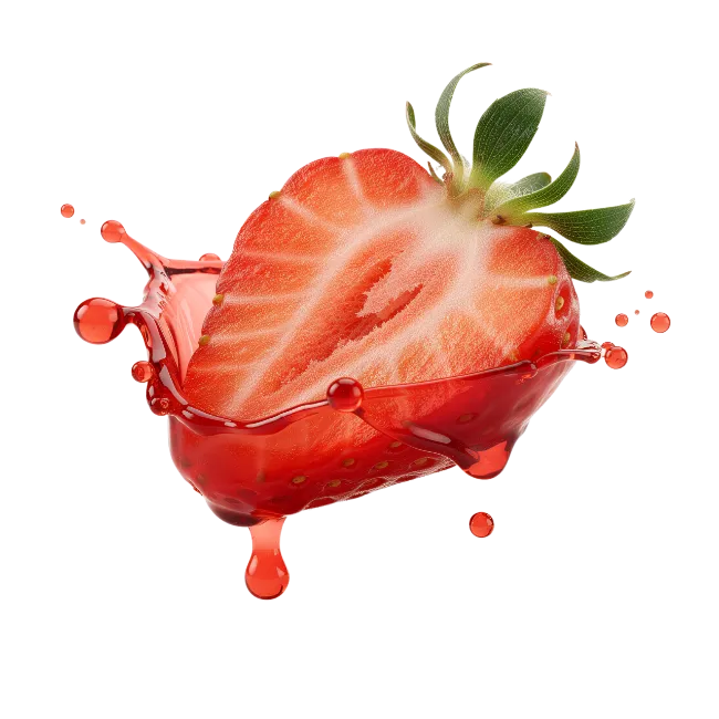 Fresh Strawberry Slice with Red Juice Splash