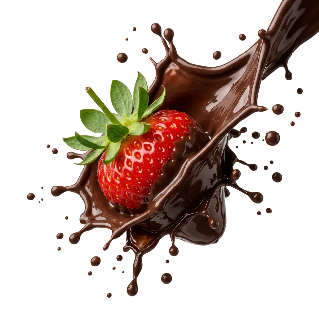 Fresh Strawberry Splashing in Rich Liquid Chocolate