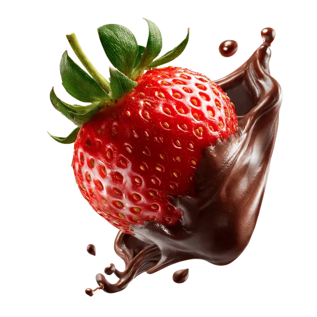 Fresh Strawberry with Melting Chocolate Splash