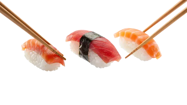 Fresh Sushi Selection with Chopsticks