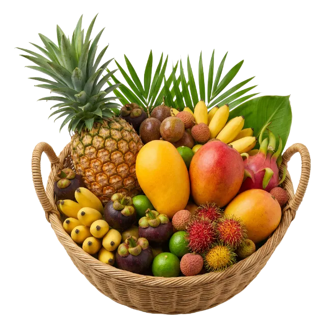 Fresh Tropical Fruit Basket with Assorted Exotic Fruits