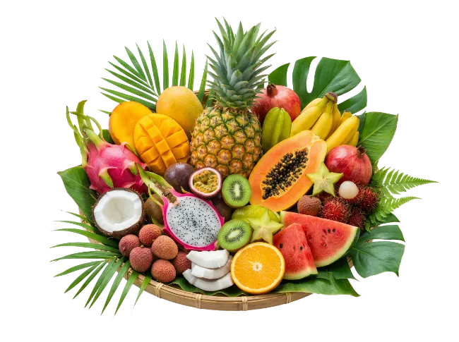 Fresh Tropical Fruit Basket with Assorted Exotic Fruits