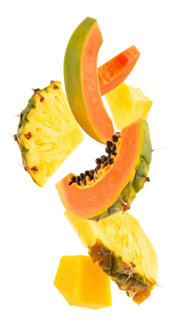Fresh Tropical Fruit Slices Floating