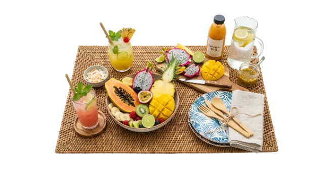 Fresh Tropical Fruits and Summer Drinks Set