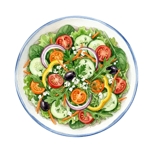 Fresh Vegetable Salad in a Ceramic Bowl