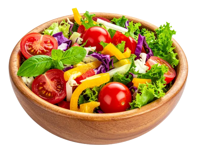 Fresh Vegetable Salad in Wooden Bowl