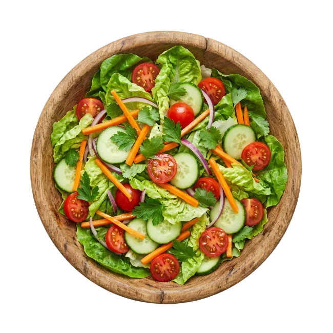 Fresh Vegetable Salad in Wooden Bowl
