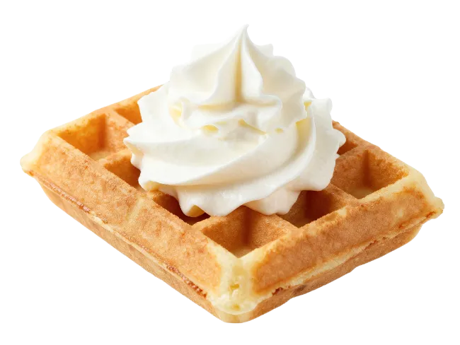 Fresh Waffle With Whipped Cream