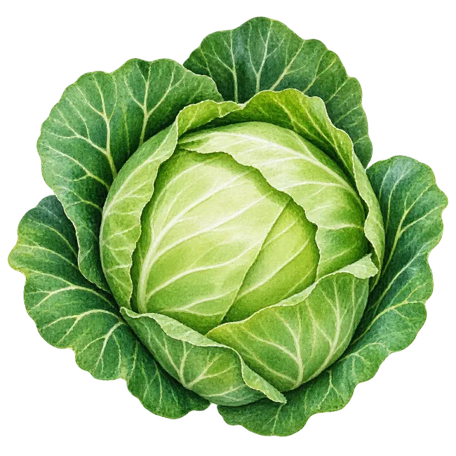 Fresh Watercolor Cabbage Illustration
