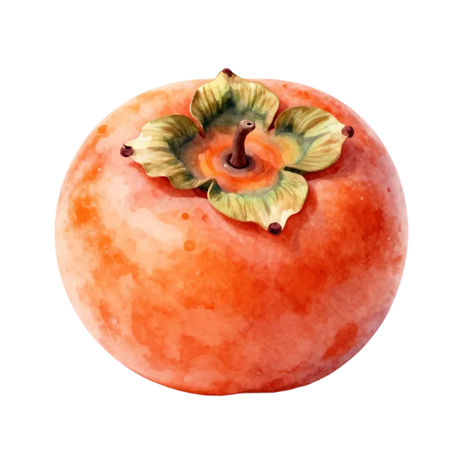 Fresh Watercolor Persimmon Fruit Illustration