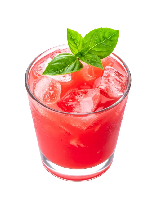Fresh Watermelon Cocktail with Ice and Basil