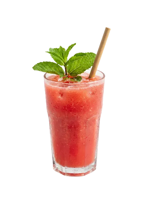 Fresh Watermelon Smoothie in Glass with Mint