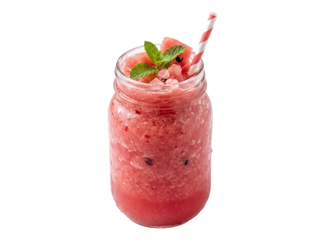 Fresh Watermelon Smoothie in Mason Jar