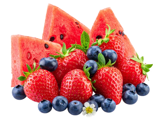 Fresh Watermelon Strawberries and Blueberries
