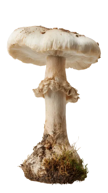 Fresh White Mushroom Isolated on Black