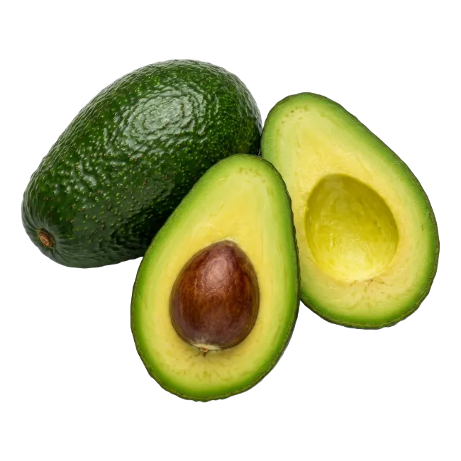 Fresh whole and sliced avocado