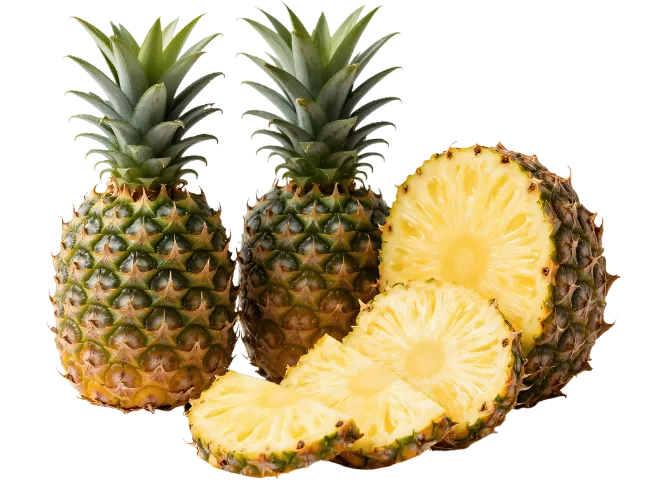 Fresh Whole and Sliced Pineapples