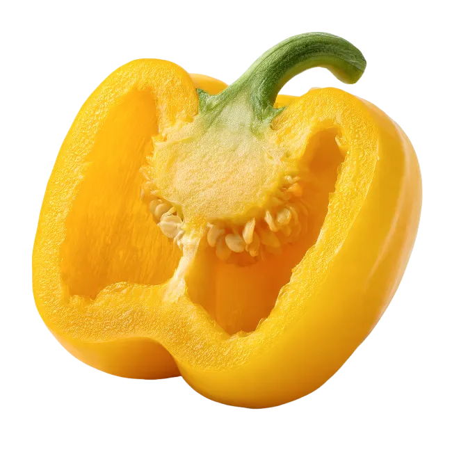 Fresh Yellow Bell Pepper Half Cut