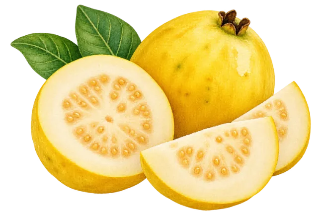 Fresh Yellow Guava Fruit with Slices