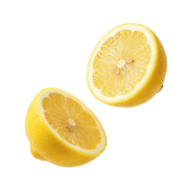 Fresh Yellow Lemon Halves Cut
