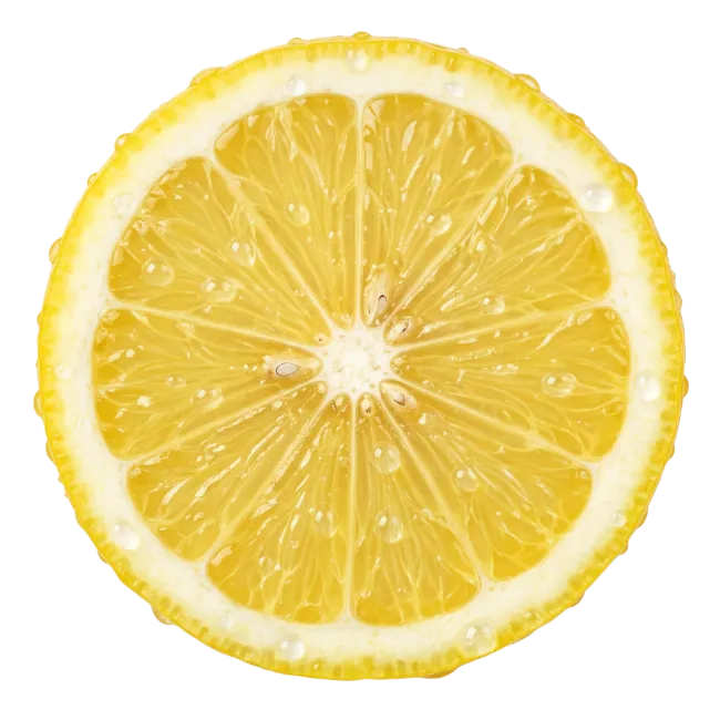 Fresh Yellow Lemon Slice with Water Drops