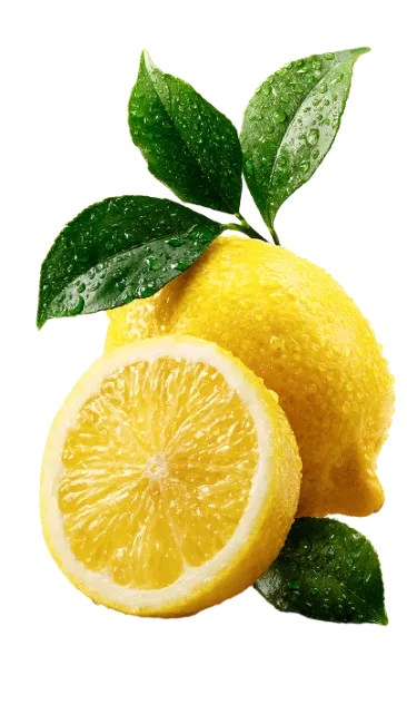 Fresh Yellow Lemon With Leaves