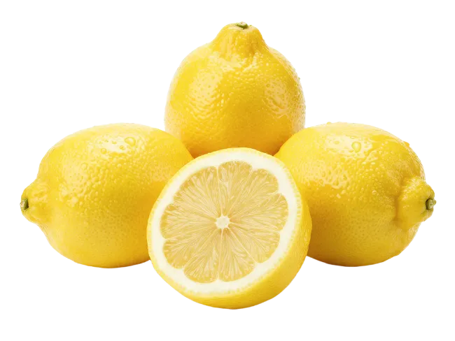Fresh Yellow Lemons and Halved Citrus