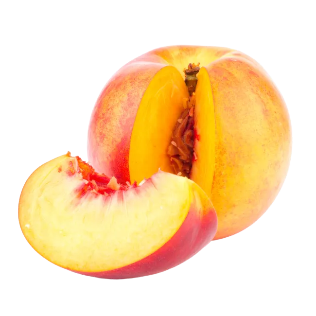 Fresh Yellow Peach Cut in Half with Slice