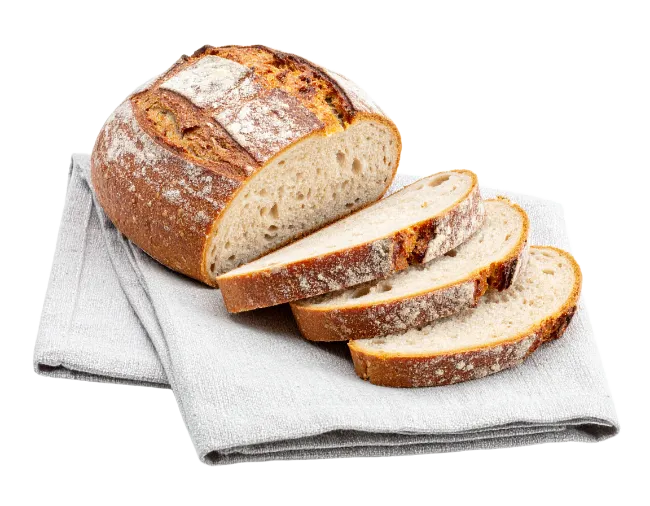 Freshly Baked Sourdough Bread Loaf and Slices