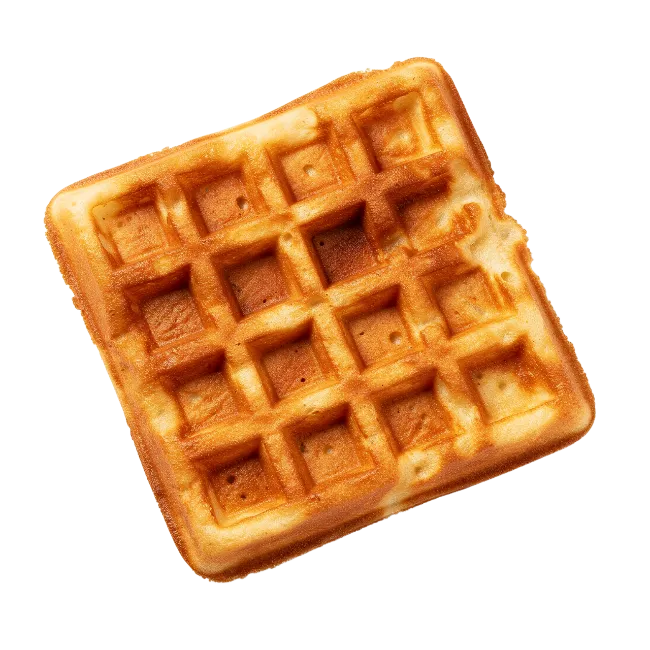 Freshly baked square waffle isolated