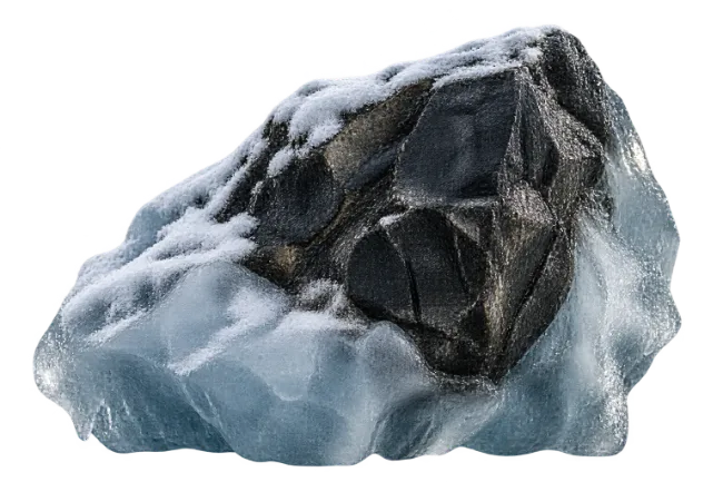 Frozen Arctic Rock with Snow and Ice