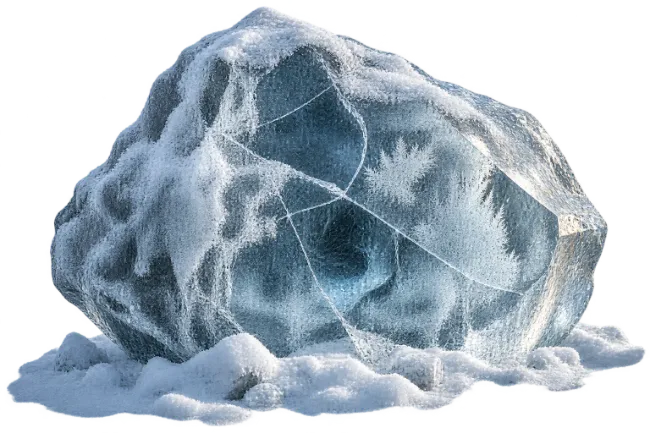 Frozen Ice Rock with Frost and Snow Texture