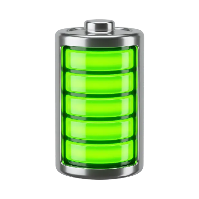 Full Battery Icon with Glowing Green Bars