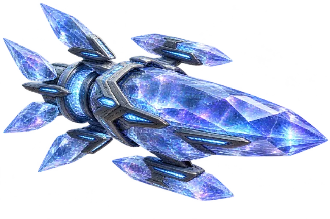 Futuristic Blue Crystal Spacecraft Illustration