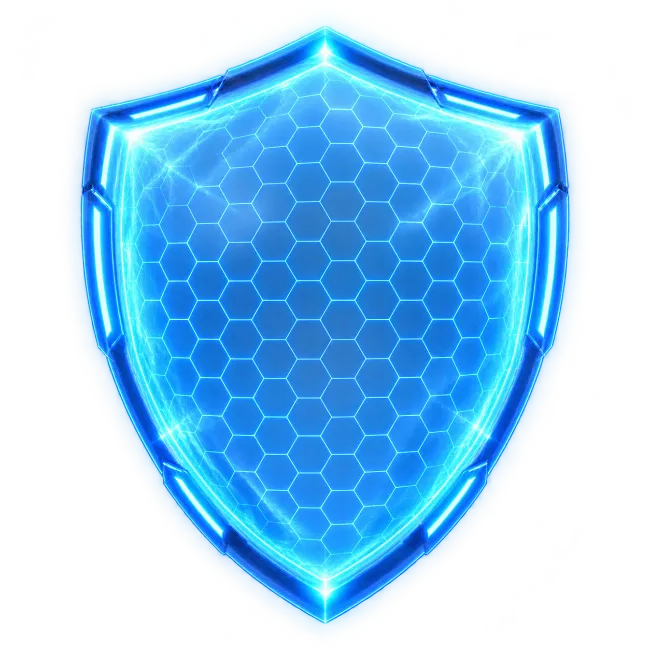 Futuristic Blue Cyber Shield Icon