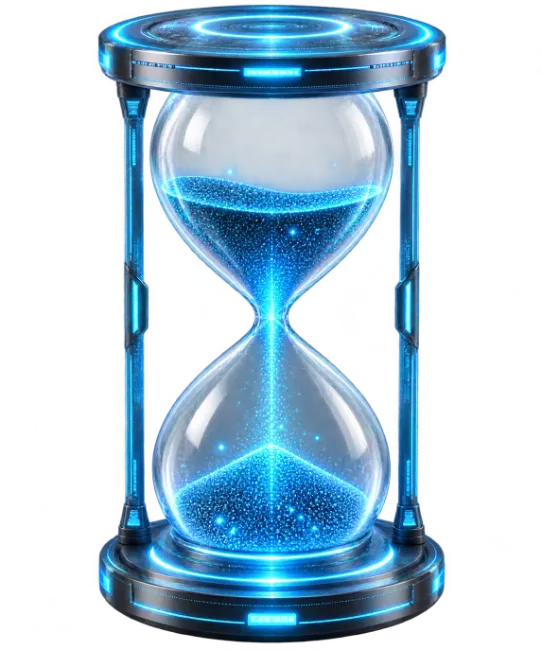 Futuristic Blue Glowing Hourglass Sand Timer