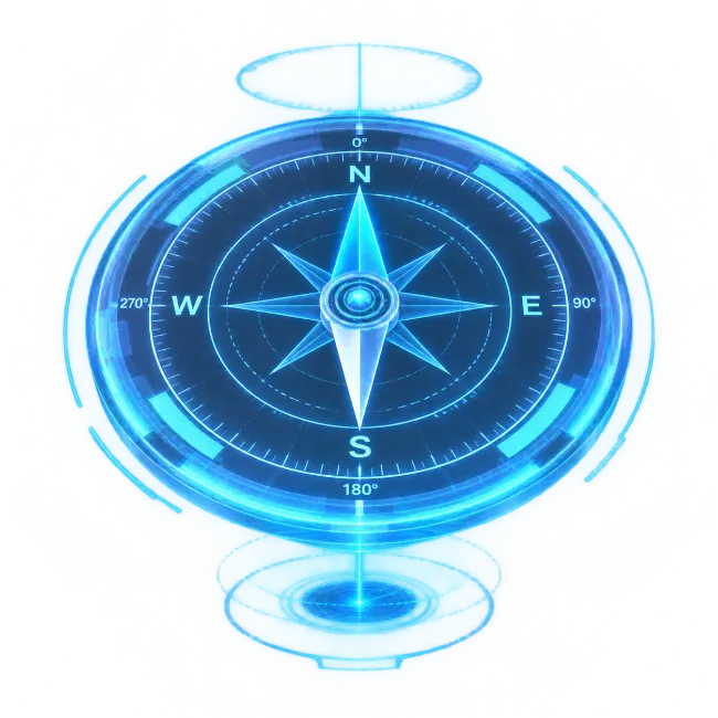 Futuristic Blue Holographic Compass