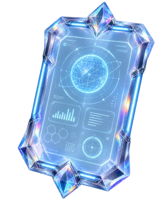Futuristic Crystal Hologram Display Tablet