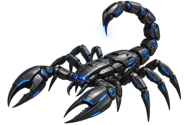 Futuristic Cybernetic Scorpion with Blue Glow