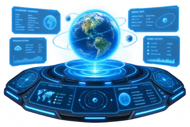 Futuristic Earth Hologram Control Interface