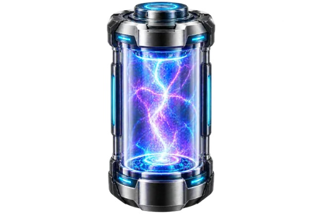 Futuristic Energy Cell with Glowing Electric Plasma