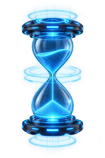 Futuristic Glowing Blue Sci-Fi Hourglass