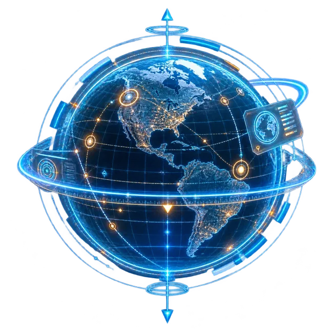 Futuristic Holographic Globe with Global Network Connections