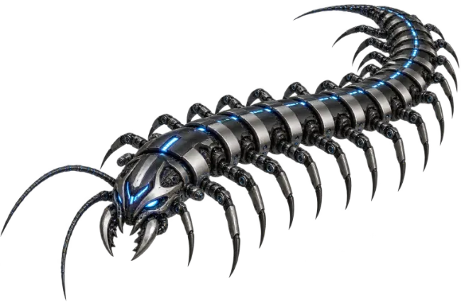 Futuristic Mechanical Cybernetic Centipede Robot Illustration