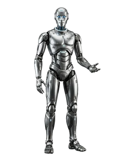 Futuristic Metallic Android Robot Standing