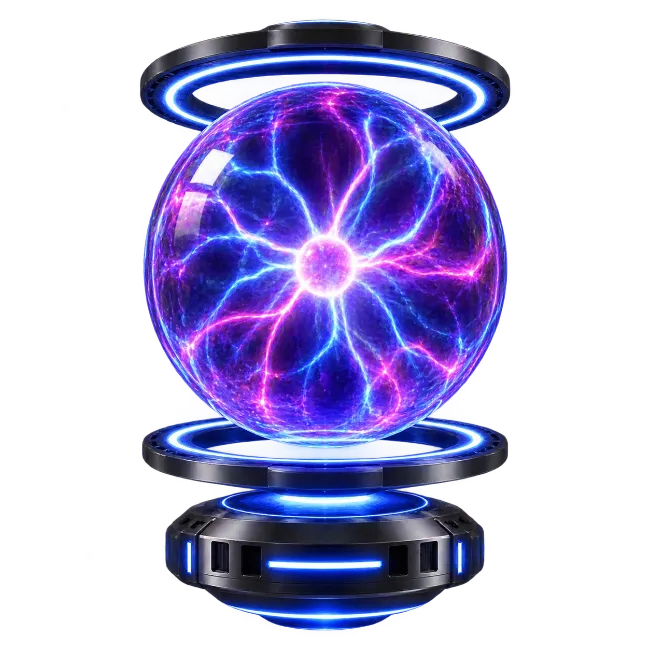 Futuristic Plasma Ball with Glowing Purple Energy