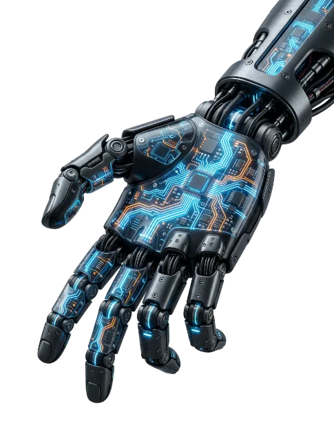 Futuristic Robotic Hand with Glowing Circuits